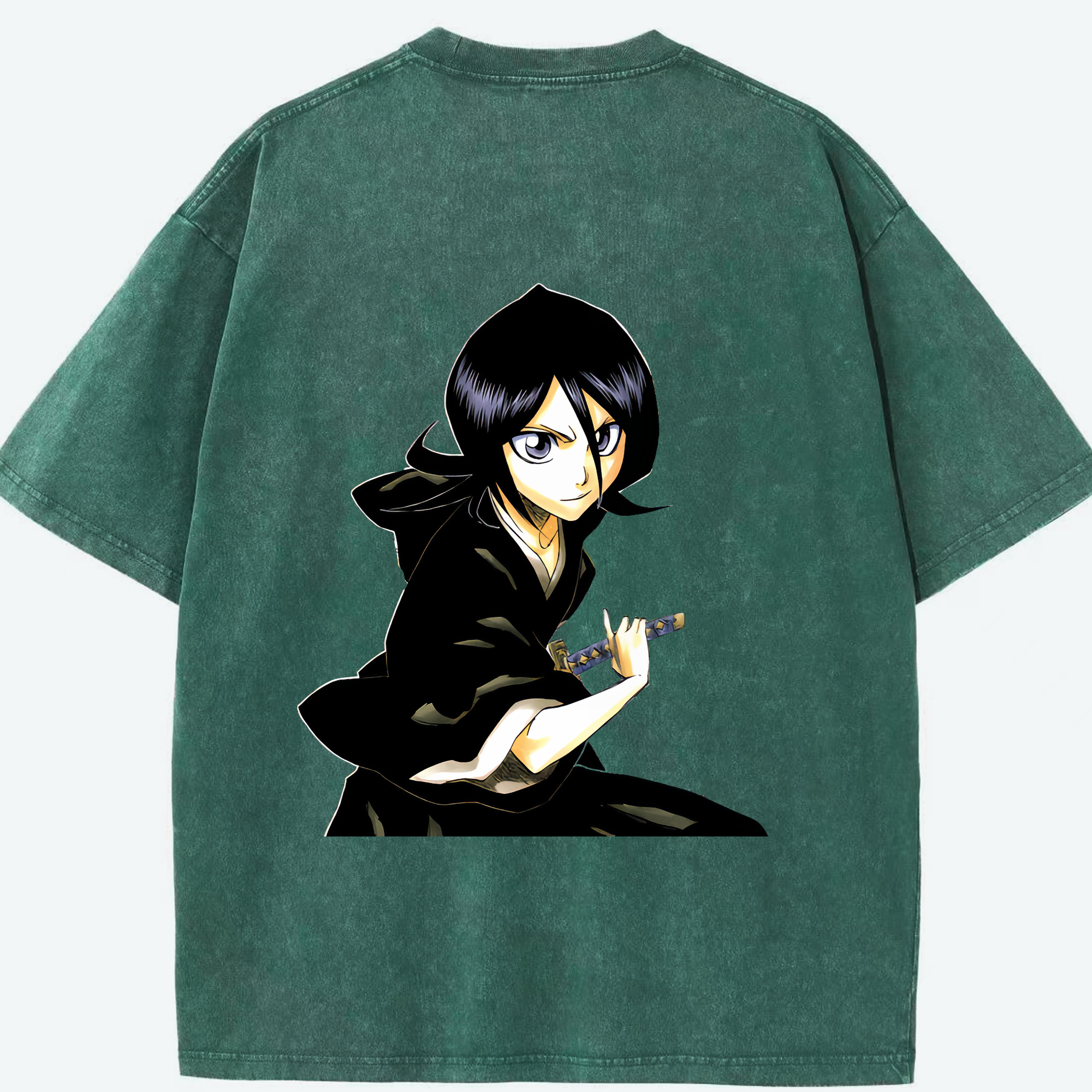 （画像用） ブリーチ 朽木ルキア BLEACH Kuchiki Rukia 綿100% ヴィンテージ風 半袖Tシャツ（背面プリント）